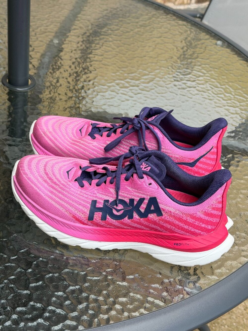HOKA Pink/Dark Purple Mach 5, Size 10B Women's